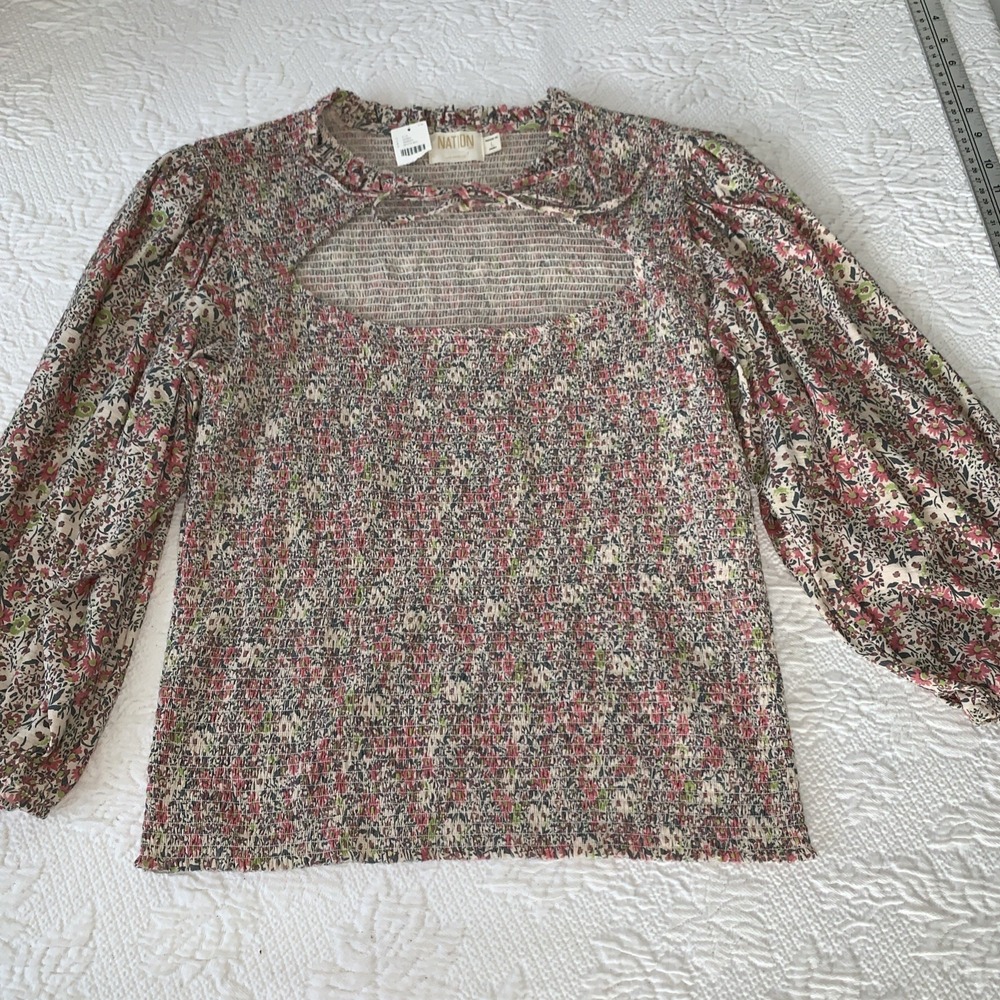 Anthropologie Nation LTD Boho  Floral Cottagecore Cut Out‎ Top Large